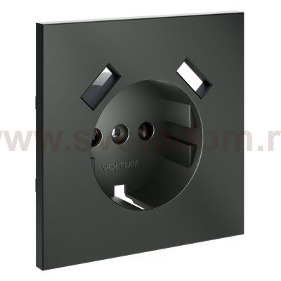 Накладка для розетки с заземлением и защитными шторками, с USB A+A, S70 (титан)