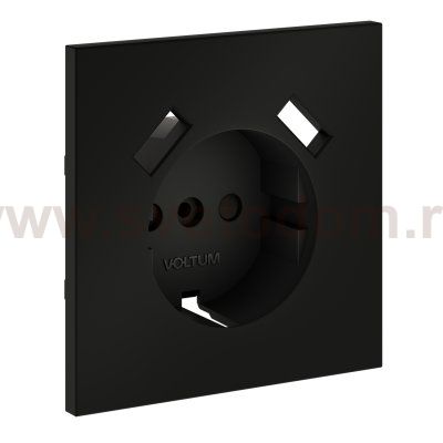 Накладка для розетки с заземлением и защитными шторками, с USB A+A, S70 (черный матовый)