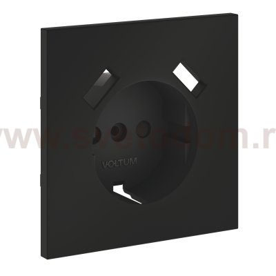 Накладка для розетки с заземлением и защитными шторками, с USB A+A, S70 (черный матовый)
