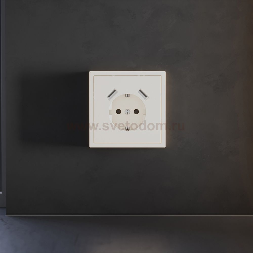 Накладка для розетки с заземлением и защитными шторками, с USB A+A, S70 (хлопок)