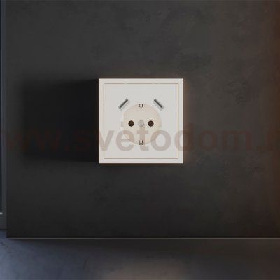 Накладка для розетки с заземлением и защитными шторками, с USB A+A, S70 (хлопок)