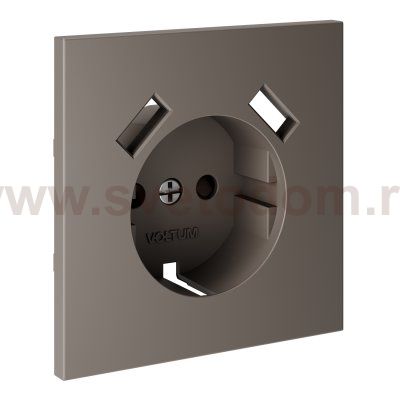 Накладка для розетки с заземлением и защитными шторками, с USB A+A, S70 (капучино)