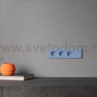Накладка для розетки с заземлением и защитными шторками, с USB A+A, S70 (деним)