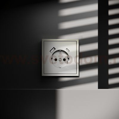 Накладка для розетки с заземлением и защитными шторками, с USB A+C, S70 (шелк)