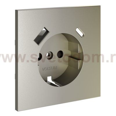 Накладка для розетки с заземлением и защитными шторками, с USB A+C, S70 (шелк)