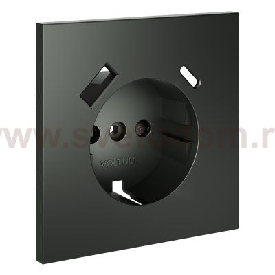 Накладка для розетки с заземлением и защитными шторками, с USB A+C, S70 (титан)