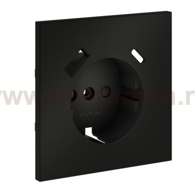 Накладка для розетки с заземлением и защитными шторками, с USB A+C, S70 (черный матовый)