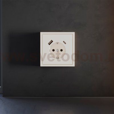 Накладка для розетки с заземлением и защитными шторками, с USB A+C, S70 (хлопок)
