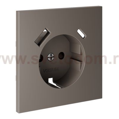 Накладка для розетки с заземлением и защитными шторками, с USB A+C, S70 (капучино)