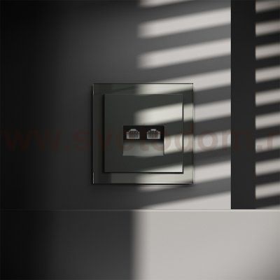 Накладка для розетки компьютерной двойной RJ45+RJ45 кат.6, S70 (титан)