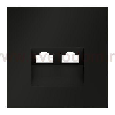Накладка для розетки компьютерной двойной RJ45+RJ45 кат.6, S70 (черный матовый)