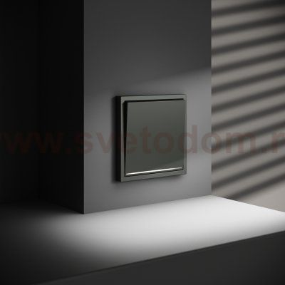 Выключатель встраиваемый VOLTUM S70 одноклавишный с подсветкой 10А, (титан) (VLS010206)