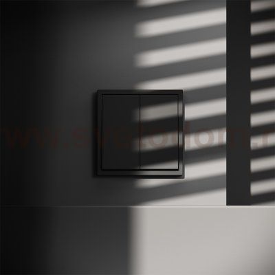 Выключатель встраиваемый VOLTUM S70 двухклавишный 10А, (черный матовый) (VLS020108)