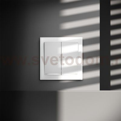 Выключатель встраиваемый VOLTUM S70 двухклавишный с подсветкой 10А, (белый матовый) (VLS020202)