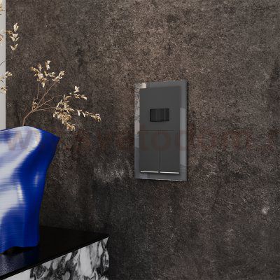 Выключатель встраиваемый VOLTUM S70 двухклавишный с подсветкой 10А, (графит) (VLS020207)