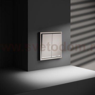 Проходной переключатель встраиваемый VOLTUM S70 двухклавишный с подсветкой 10А, (кашемир) (VLS020403)