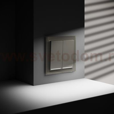 Проходной переключатель встраиваемый VOLTUM S70 двухклавишный с подсветкой 10А, (шелк) (VLS020404)