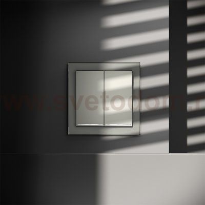 Проходной переключатель встраиваемый VOLTUM S70 двухклавишный с подсветкой 10А, (сталь) (VLS020405)