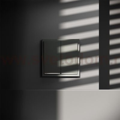 Проходной переключатель встраиваемый VOLTUM S70 двухклавишный с подсветкой 10А, (титан) (VLS020406)