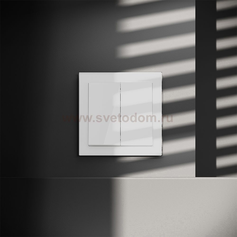 Перекрестный переключатель встраиваемый VOLTUM S70 двухклавишный 10А, (белый глянцевый)