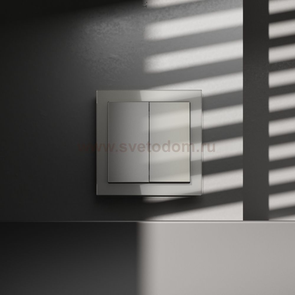 Перекрестный переключатель встраиваемый VOLTUM S70 двухклавишный 10А, (шелк)