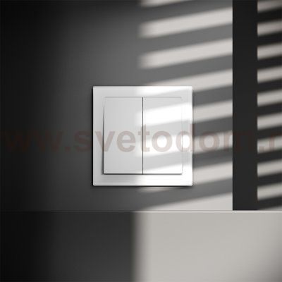 Выключатель с самовозвратом встраиваемый VOLTUM S70 двухклавишный 10А, (белый матовый) (VLS020602)