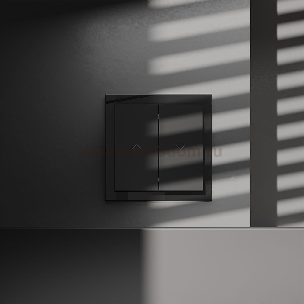 Выключатель встраиваемый VOLTUM S70 для жалюзи 10А, (черный матовый)