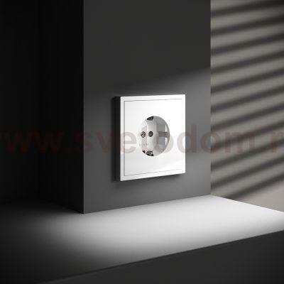 Розетка встраиваемая VOLTUM S70 с заземлением и защитными шторками, 16А, (белый глянцевый) (VLS040201)