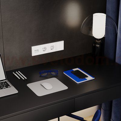 Розетка встраиваемая VOLTUM S70 с заземлением и защитными шторками, 16А, (белый матовый) (VLS040202)