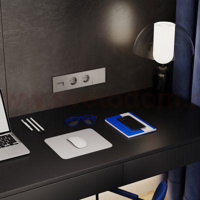 Розетка встраиваемая VOLTUM S70 с заземлением и защитными шторками, 16А, (кашемир) (VLS040203)