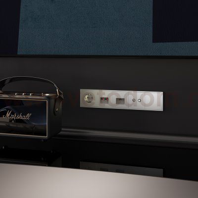 Розетка встраиваемая VOLTUM S70 с заземлением и защитными шторками, 16А, (шелк) (VLS040204)