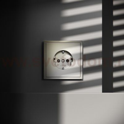 Розетка встраиваемая VOLTUM S70 с заземлением и защитными шторками, 16А, (шелк) (VLS040204)