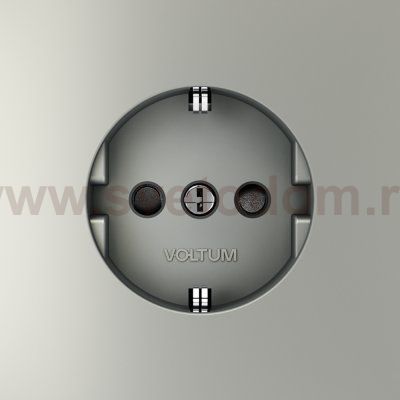 Розетка встраиваемая VOLTUM S70 с заземлением и защитными шторками, 16А, (сталь) (VLS040205)
