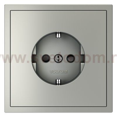 Розетка встраиваемая VOLTUM S70 с заземлением и защитными шторками, 16А, (сталь) (VLS040205)