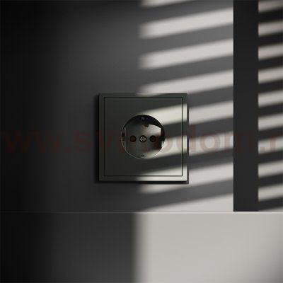 Розетка встраиваемая VOLTUM S70 с заземлением и защитными шторками, 16А, (титан) (VLS040206)