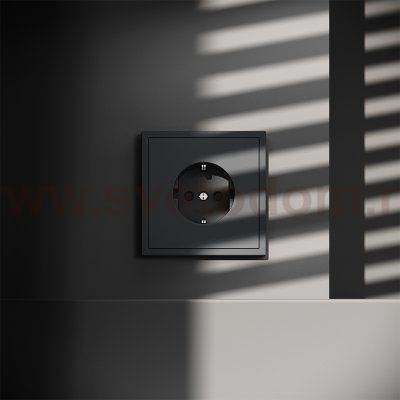 Розетка встраиваемая VOLTUM S70 с заземлением и защитными шторками, 16А, (графит) (VLS040207)