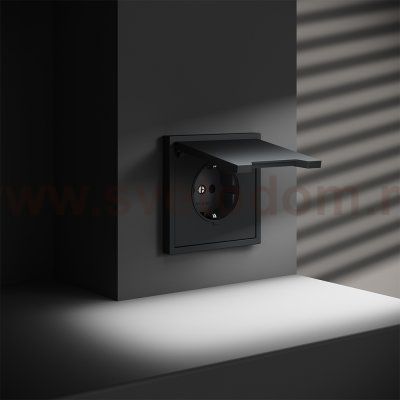 Розетка встраиваемая VOLTUM S70 с заземлением, защитными шторками и крышкой 16А, (графит) (VLS040307)