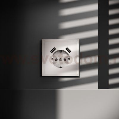 Розетка встраиваемая VOLTUM S70 с заземлением и защитными шторками, 16А, с USB, A+A, (кашемир) (VLS040403)