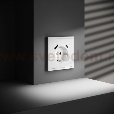 Розетка встраиваемая VOLTUM S70 с заземлением и защитными шторками, 16А, с USB, A+С, (белый матовый) (VLS040502)