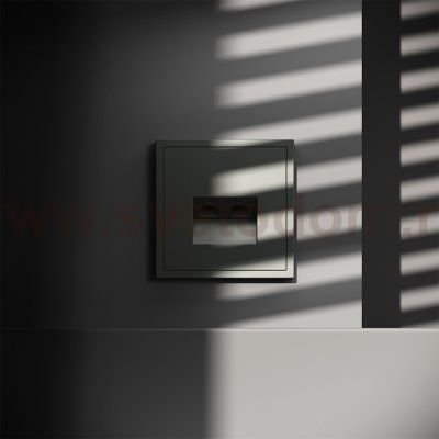 Розетка компьютерная встраиваемая VOLTUM S70 двойная RJ45+RJ45 кат.6, (титан) (VLS060206)