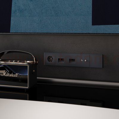 Розетка акустическая встраиваемая VOLTUM S70 4-местная, (графит) (VLS060307)