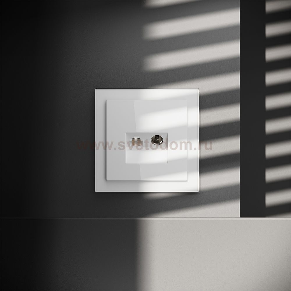 Розетка телевизионная встраиваемая VOLTUM S70 TV+RJ45 кат. 6, (белый глянцевый)