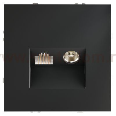 Розетка телевизионная встраиваемая VOLTUM S70 TV+RJ45 кат. 6, (графит)