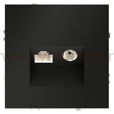 Розетка телевизионная встраиваемая VOLTUM S70 TV+RJ45 кат. 6, (черный матовый)