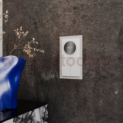 Терморегулятор электронный VOLTUM S70 с индикацией и датчиком, для теплого пола, (белый матовый) (VLS070102)