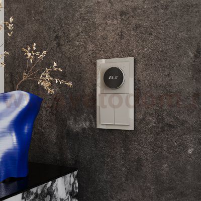 Терморегулятор электронный VOLTUM S70 с индикацией и датчиком, для теплого пола, (кашемир) (VLS070103)