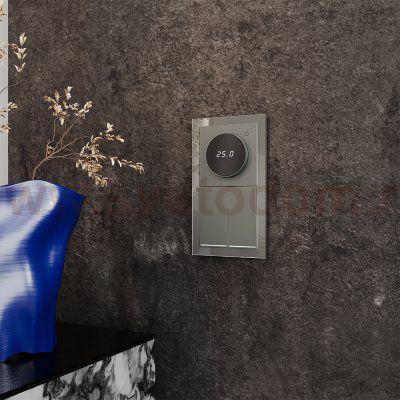 Терморегулятор электронный VOLTUM S70 с индикацией и датчиком, для теплого пола, (титан) (VLS070106)