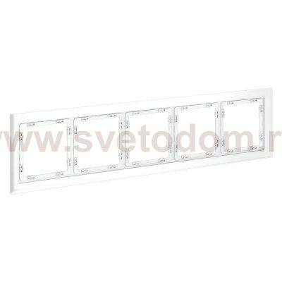 Рамка стеклянная VOLTUM S70 на 5 постов, (белый,матовый,стекло) (VLS110502)