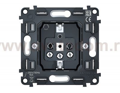 Механизм электрической розетки 16A-250V 2P+E с заземлением на винтовых зажимах QUANT VM141 Ambrella Volt