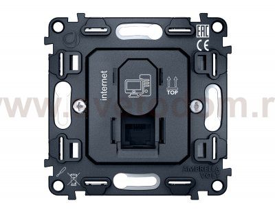 Механизм компьютерной розетки RJ-45 (8P8C) CAT6 1000 Base-T с автоматической защитной шторкой QUANT VM188 Ambrella Volt